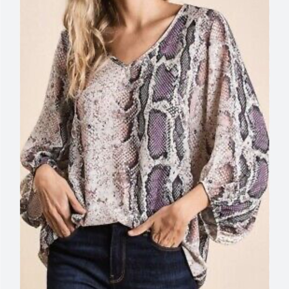 Bibi Snake Skin Combo Blouse